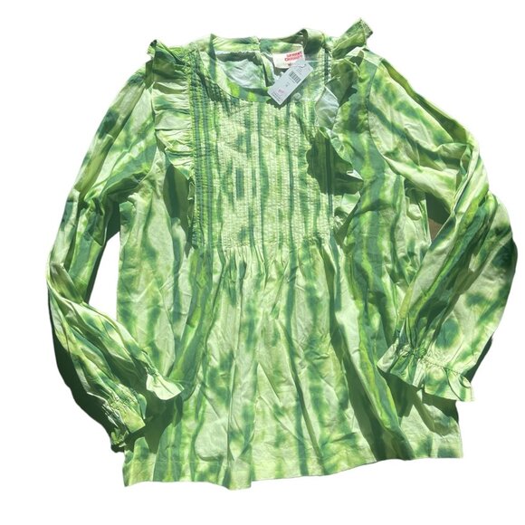 NWT Anthropologie Samant Chauhan Emilia Ruffled Tie Dyed Green Top Medium - Picture 6 of 10